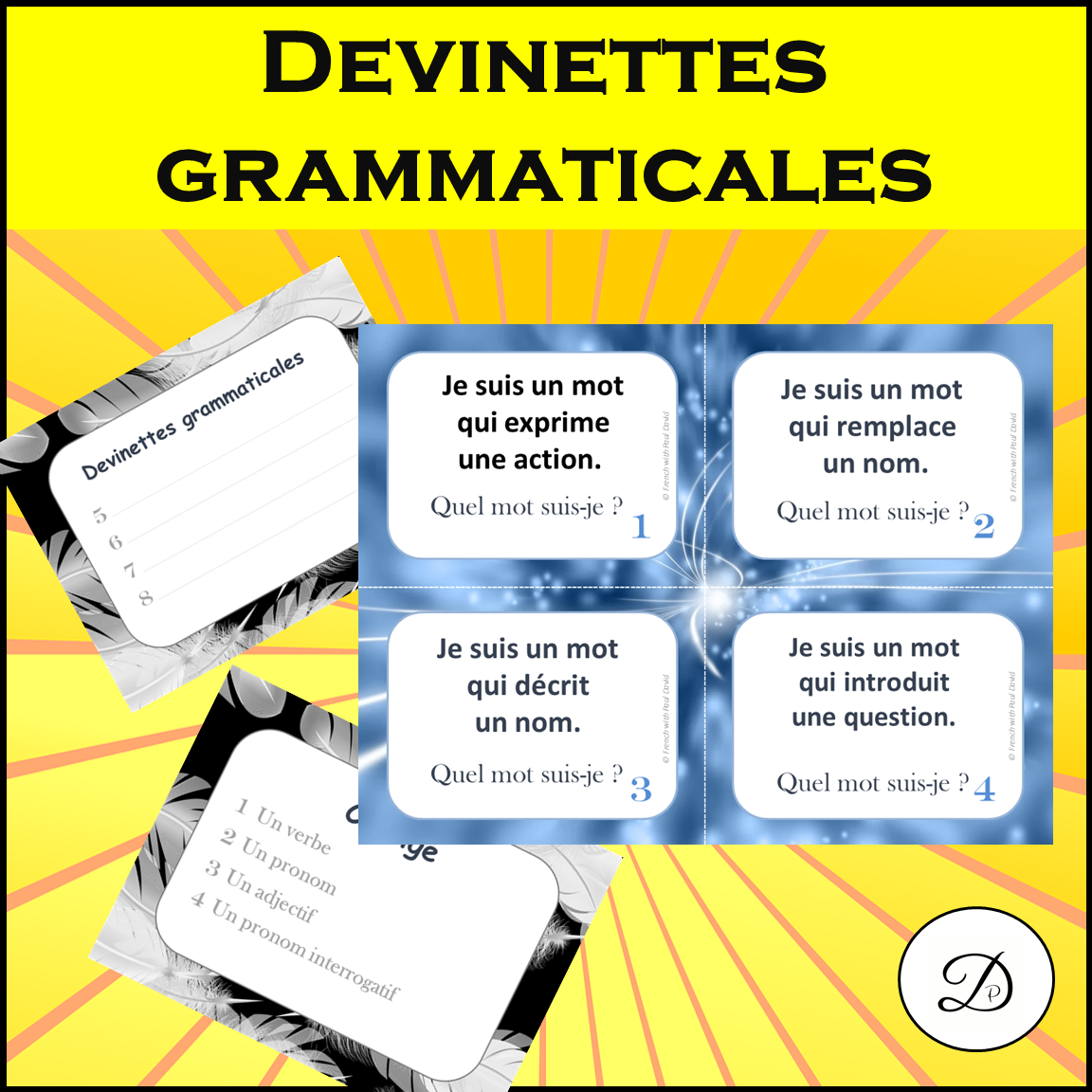Devinettes grammaticales - 8 cartes à tâches