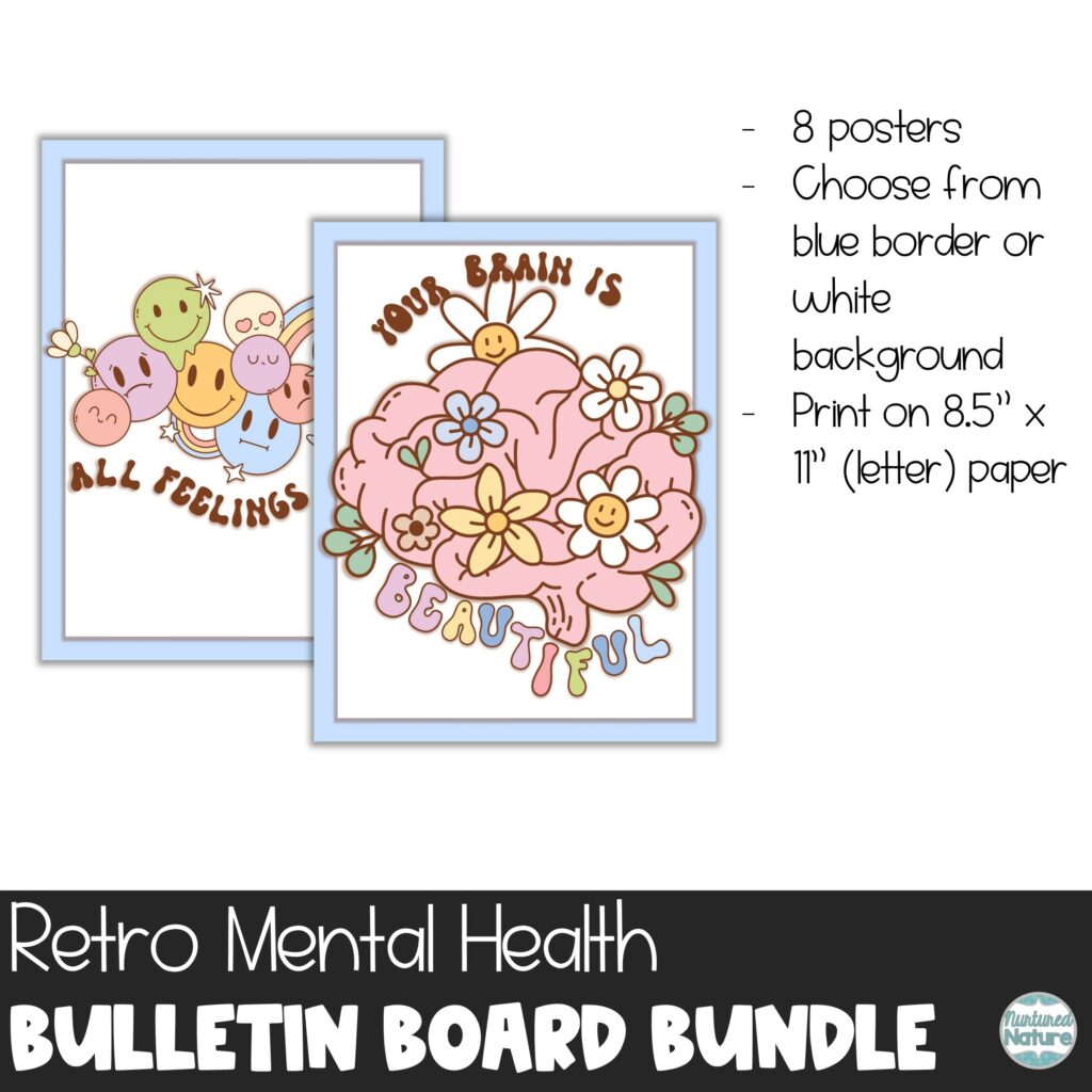 Mental Health Bulletin Board Bundle - Retro Classroom Decor - Printable ...