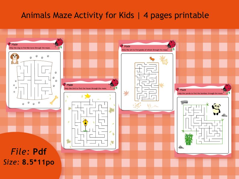 Animals Maze Activity for kids Made By Teachers
