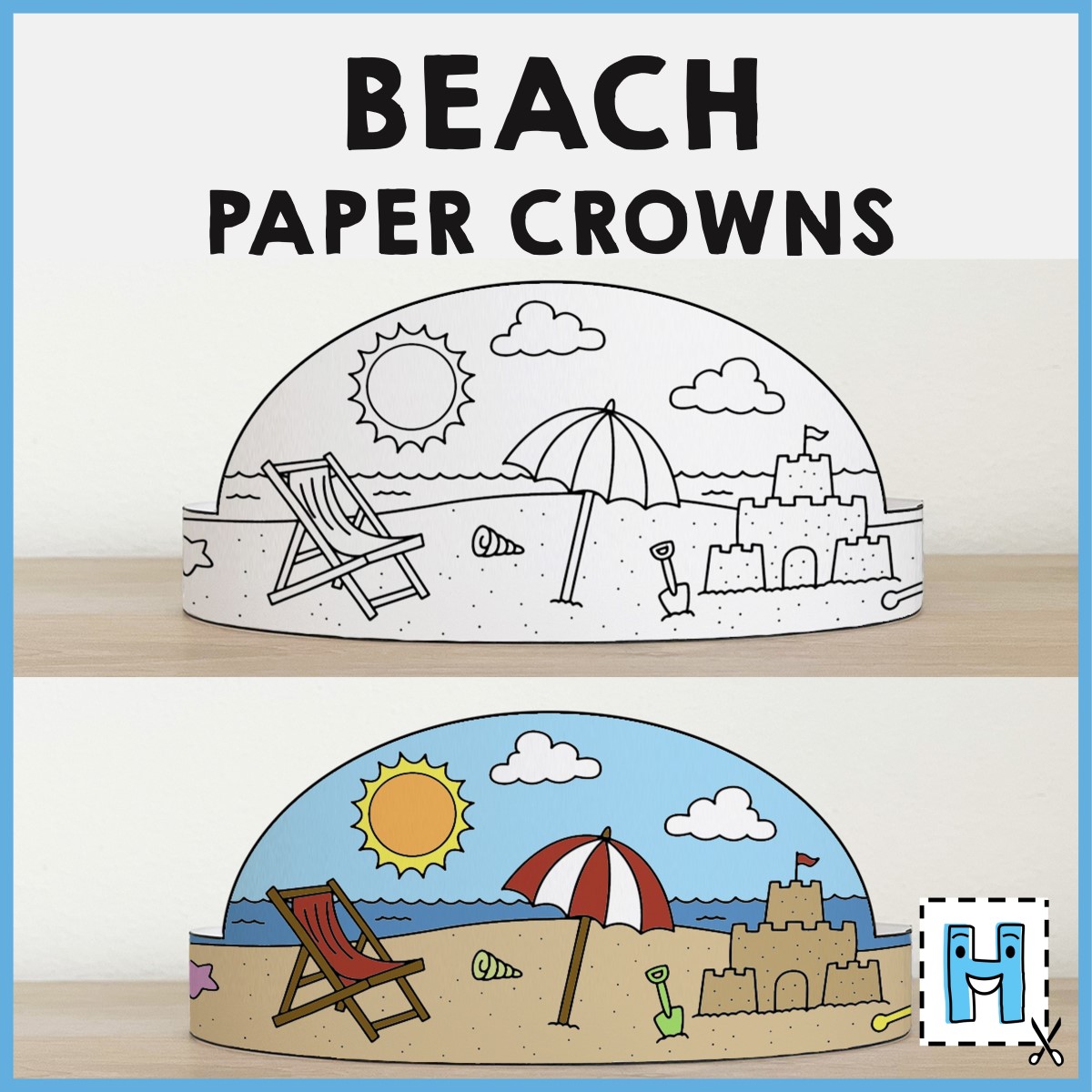 Beach Summer Paper Crowns Headband Printable Coloring Spring Craft Activity