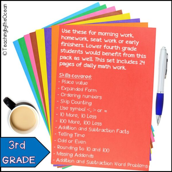 Back to School 3rd Grade Math Morning Work / Third Grade Spiral Review ...