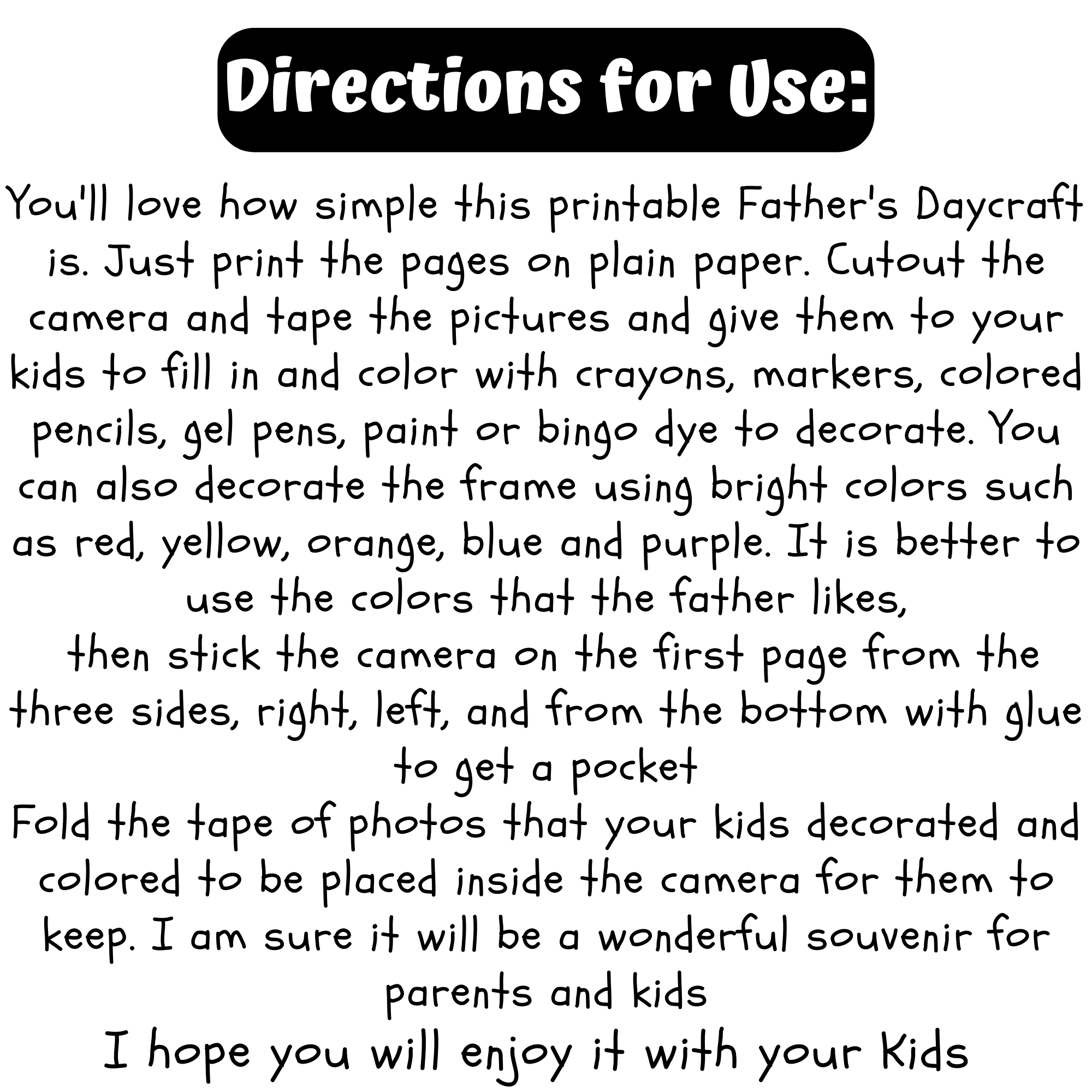 Father's Day Snapshots Craft Activities Memory Book All About My Dad