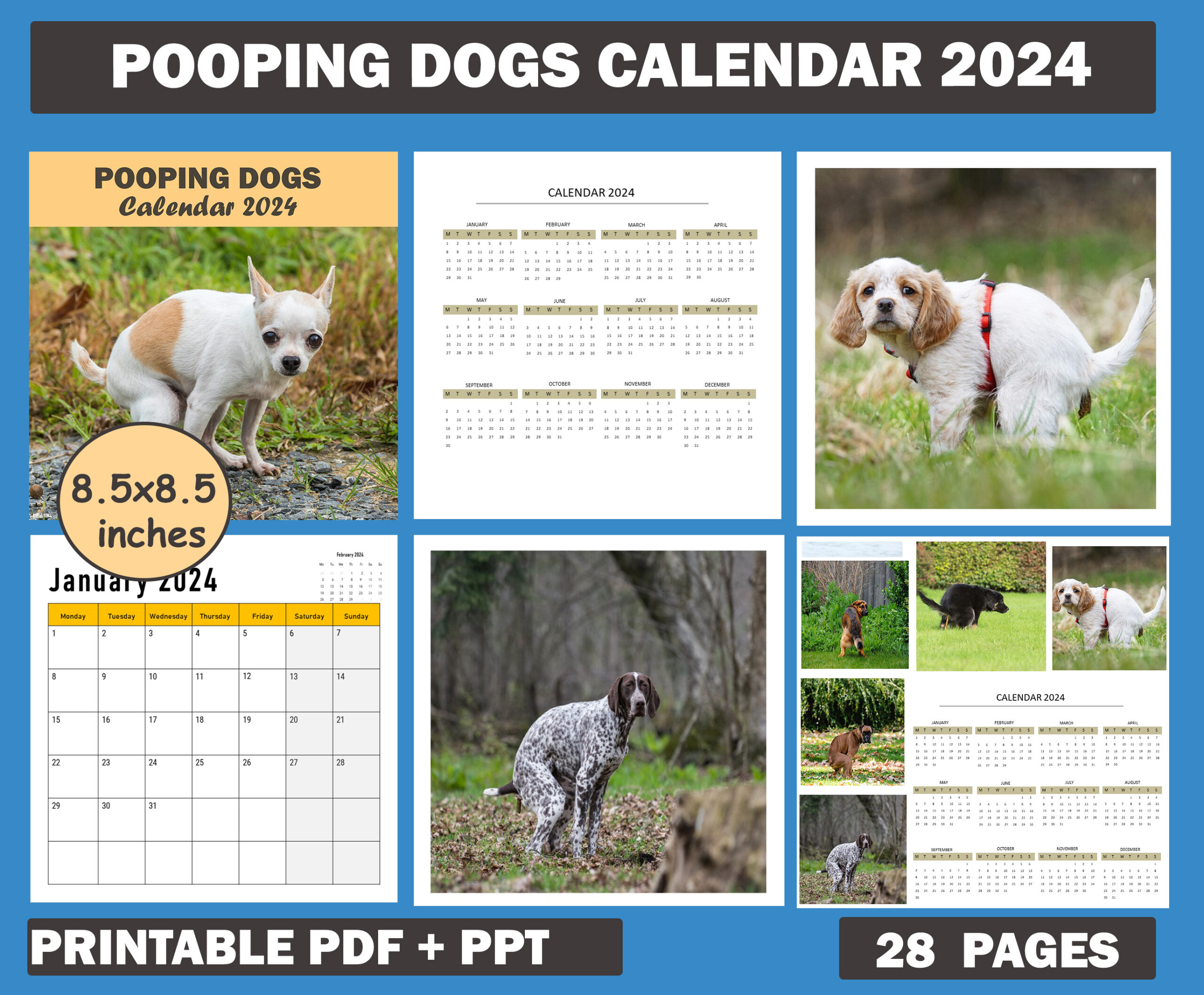 Printable Pooping Dogs Calendar 2024 Monthly Calendar To Get Organized Made By Teachers