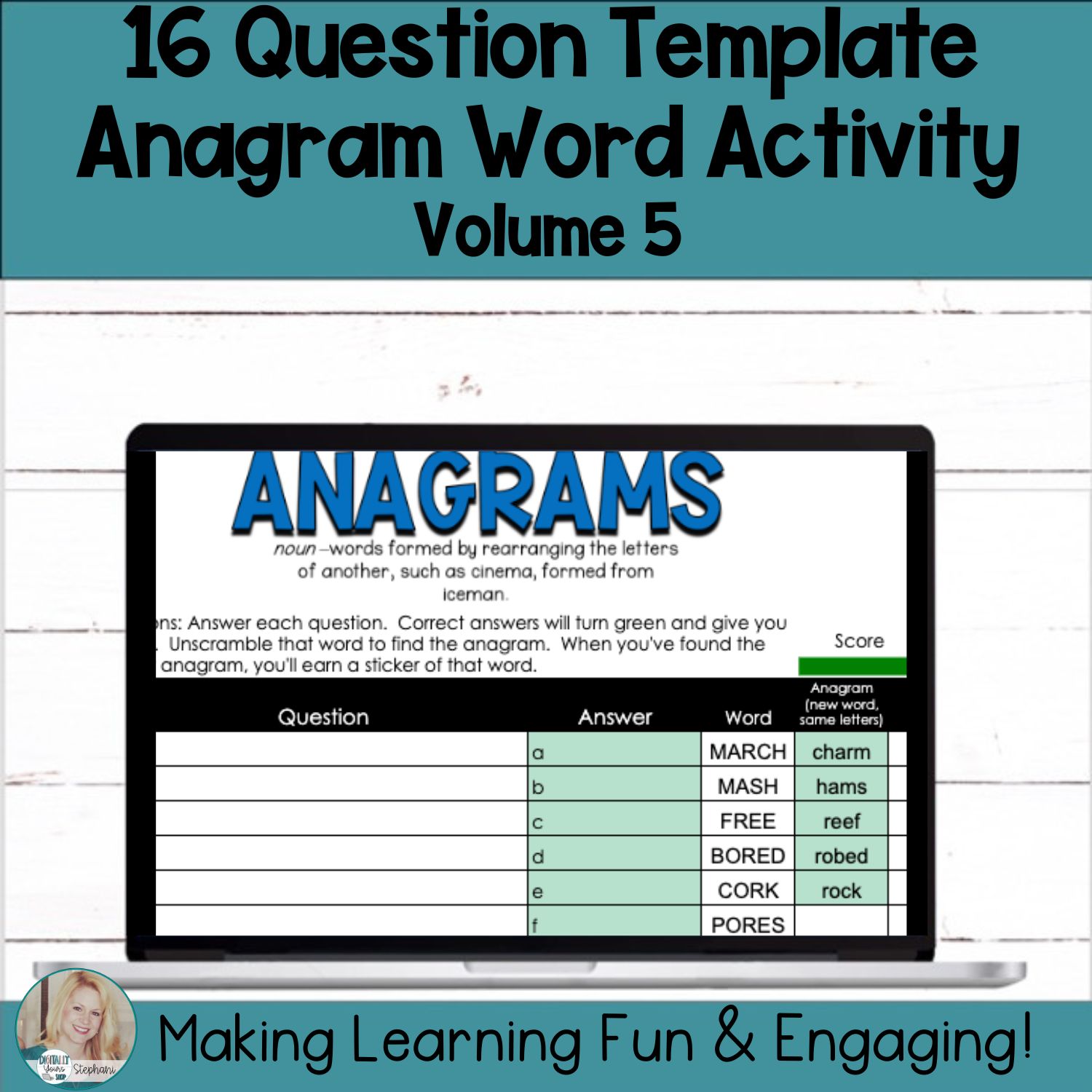 Editable Self-Checking Self-Grading Anagram Template - Digital Activity ...