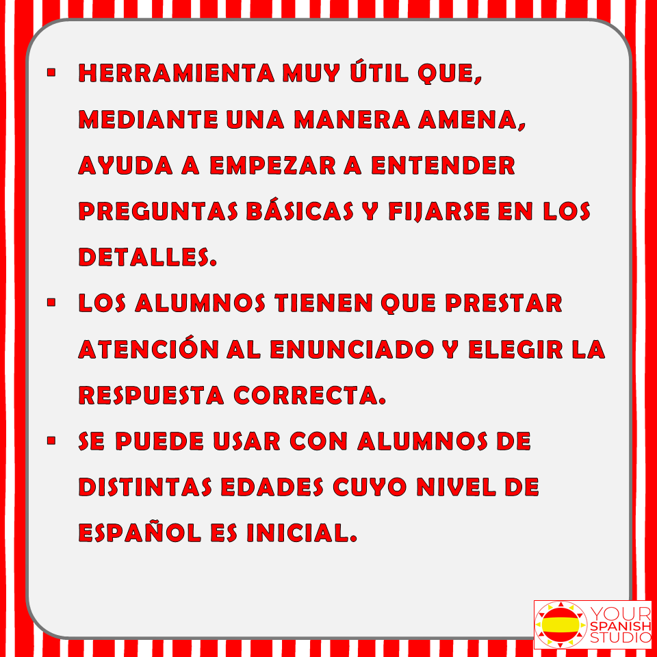 No Prep Spanish Reading Comprehension Game | ¿Qué es? Nivel Inicial 50 ...