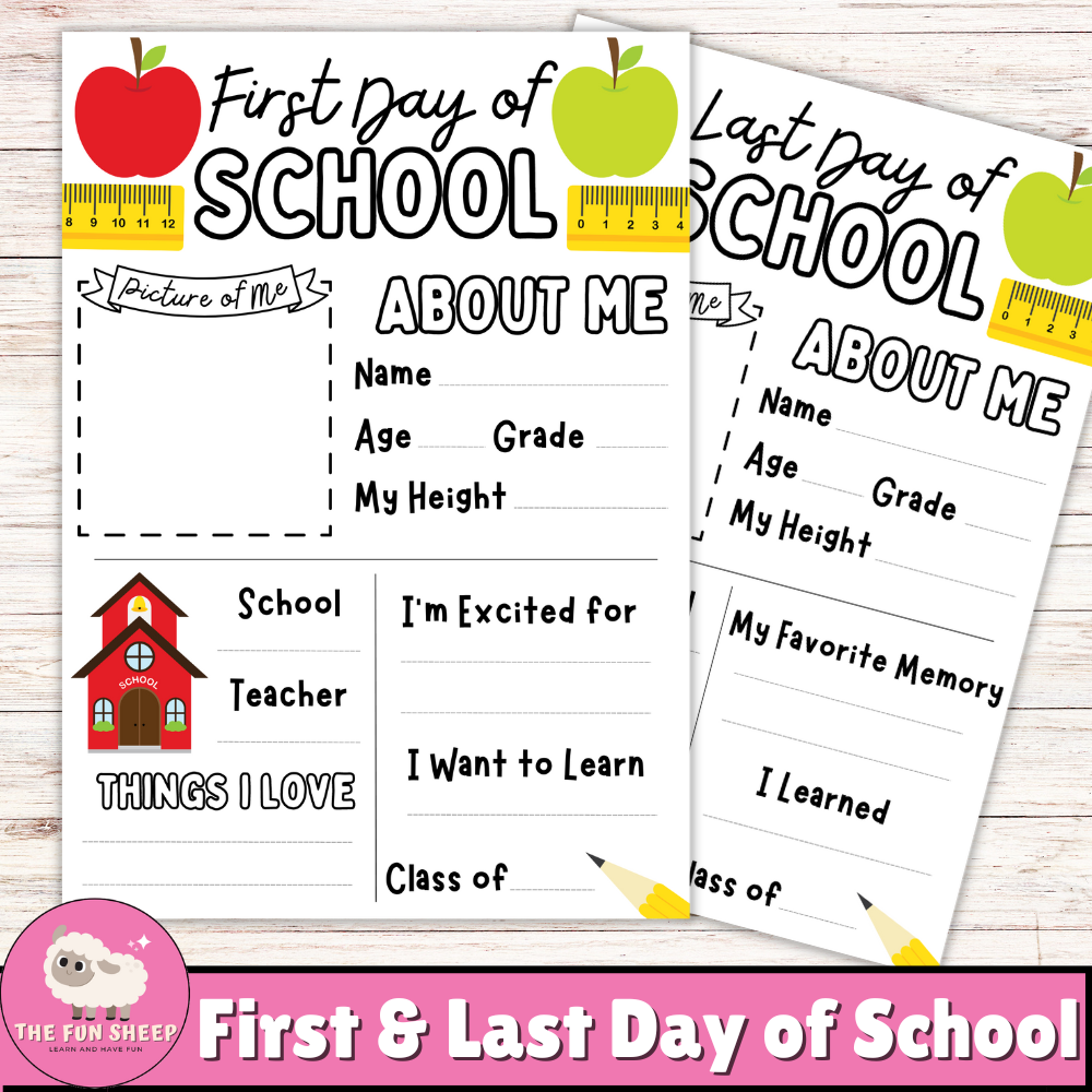 First and last day of school questionnaire back to school keepsake