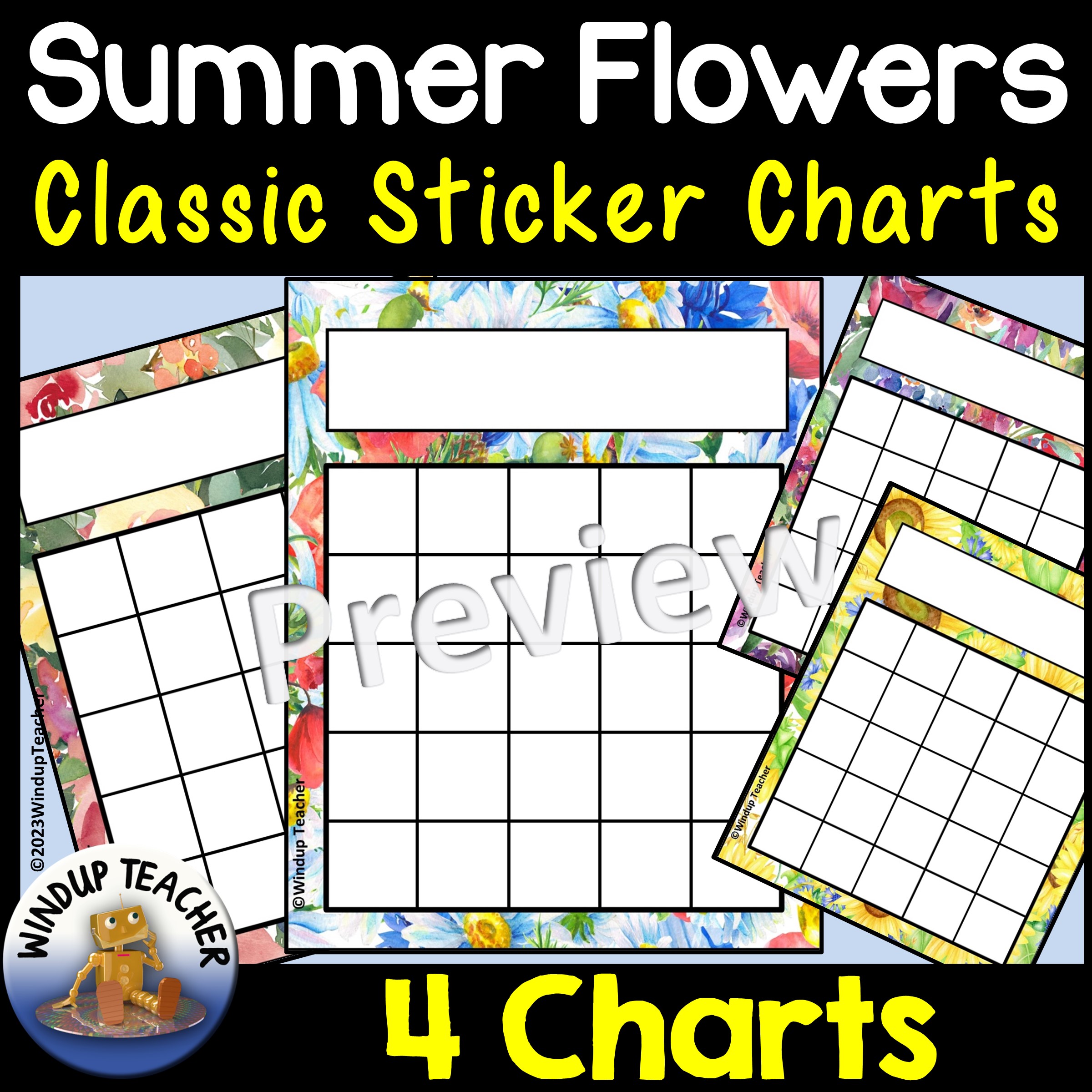 Summer Flowers Classic Sticker Charts
