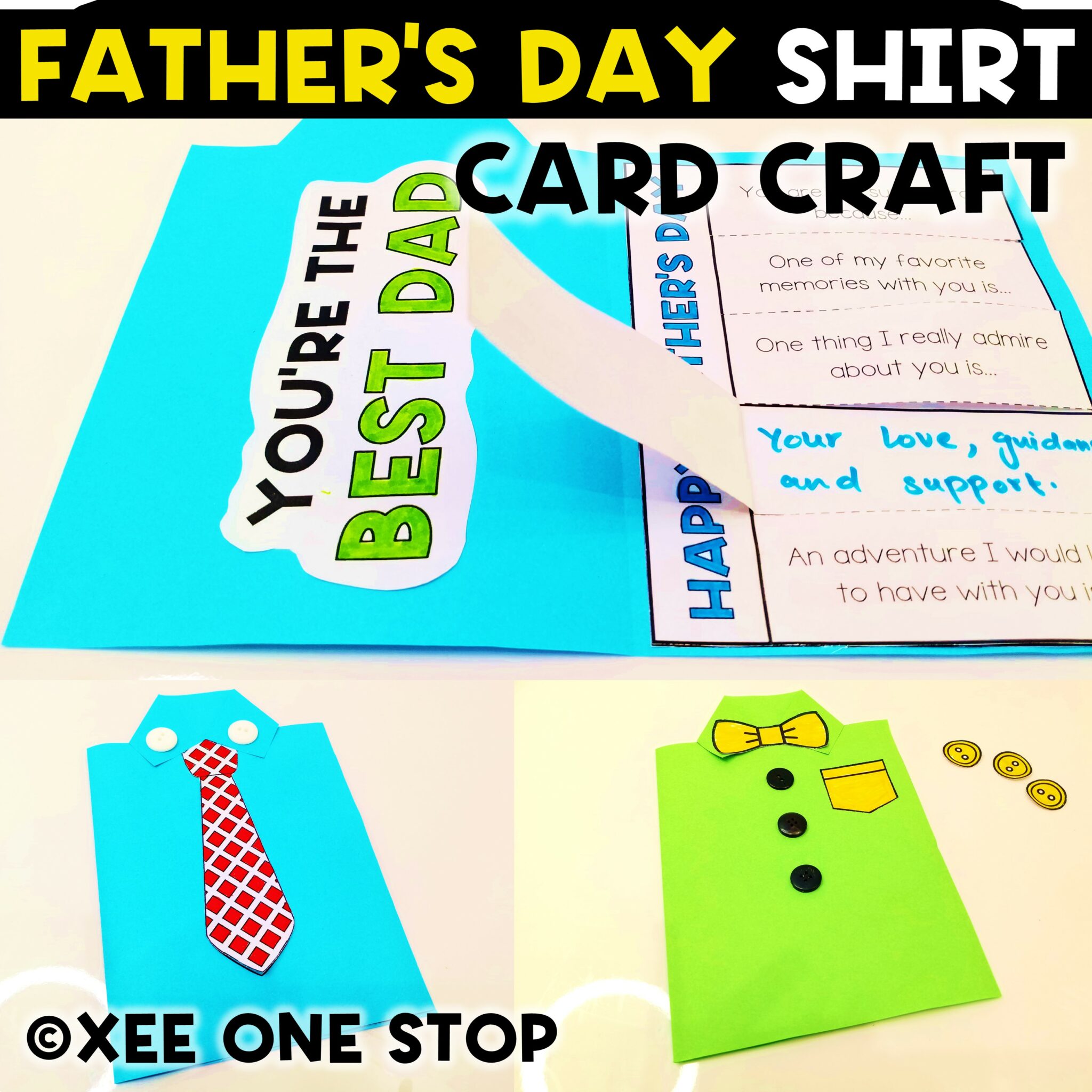 Father's Day Shirt Tie Card Craft Writing Prompts Project End of year ...