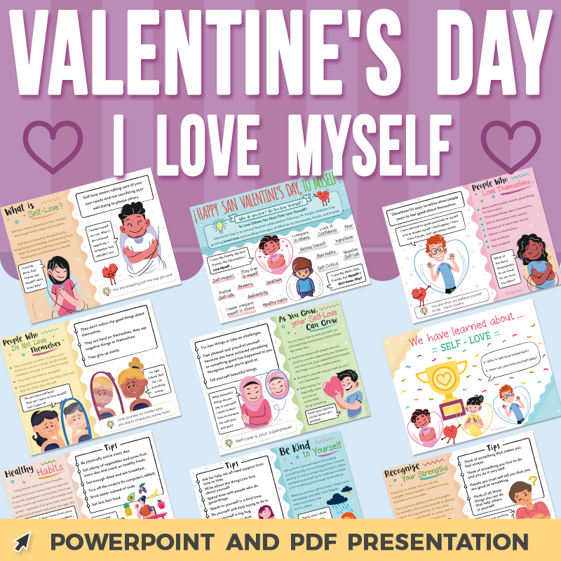 Valentine's Day, I love Myself PowerPoint: Self Love Activity and SEL SLIDES