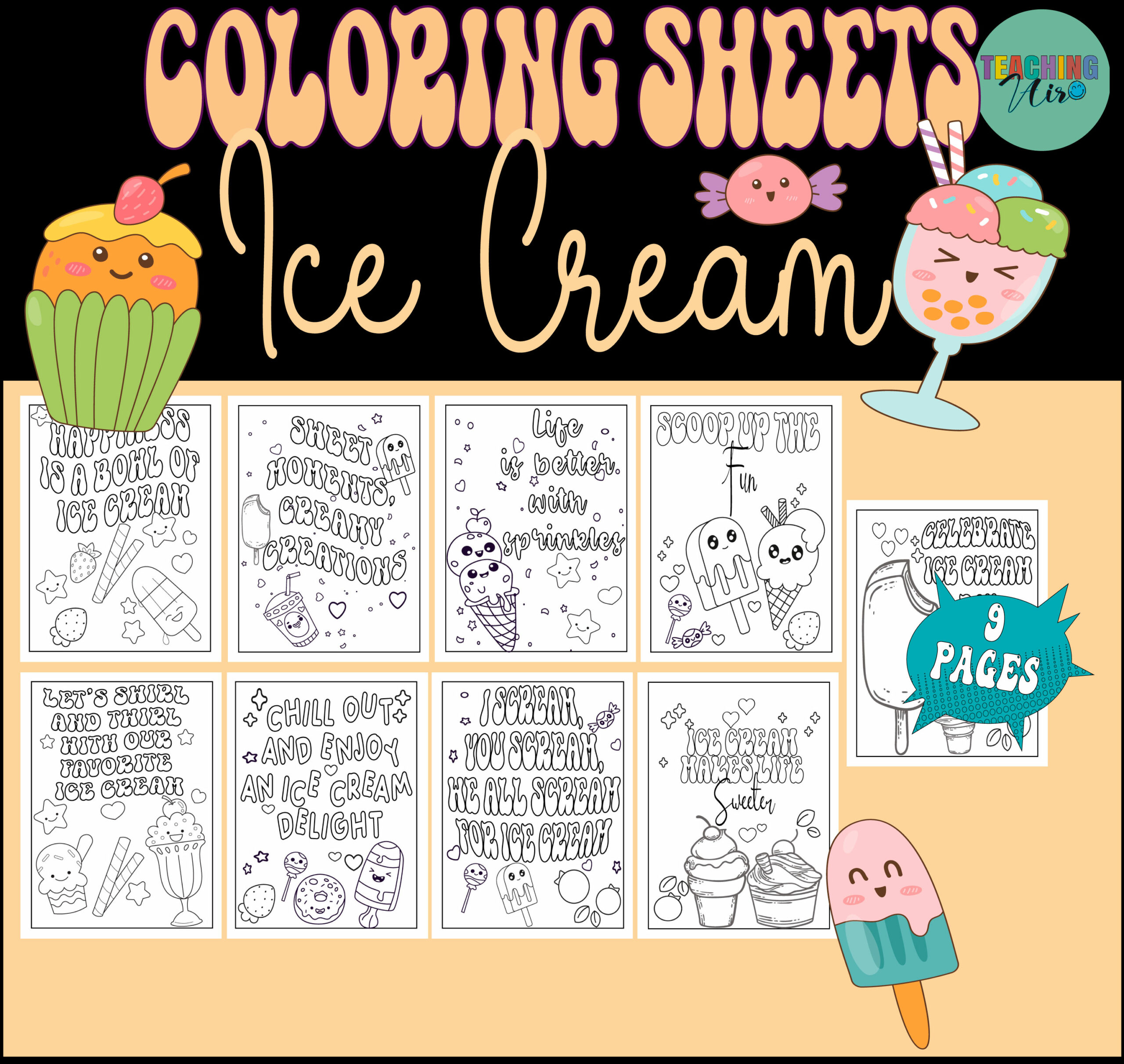 National Ice Cream Day Coloring Sheets Summer Ice Cream Sayings Pages