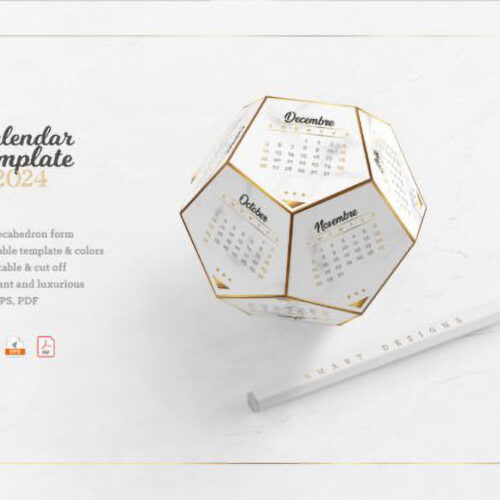 Printable Dodecahedron Calendar 2024 Modern Desk Calendar, office decor for  employee - Digital | Made By Teachers