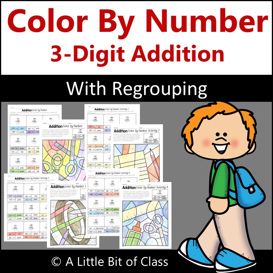 Addition with Regrouping Color By Number