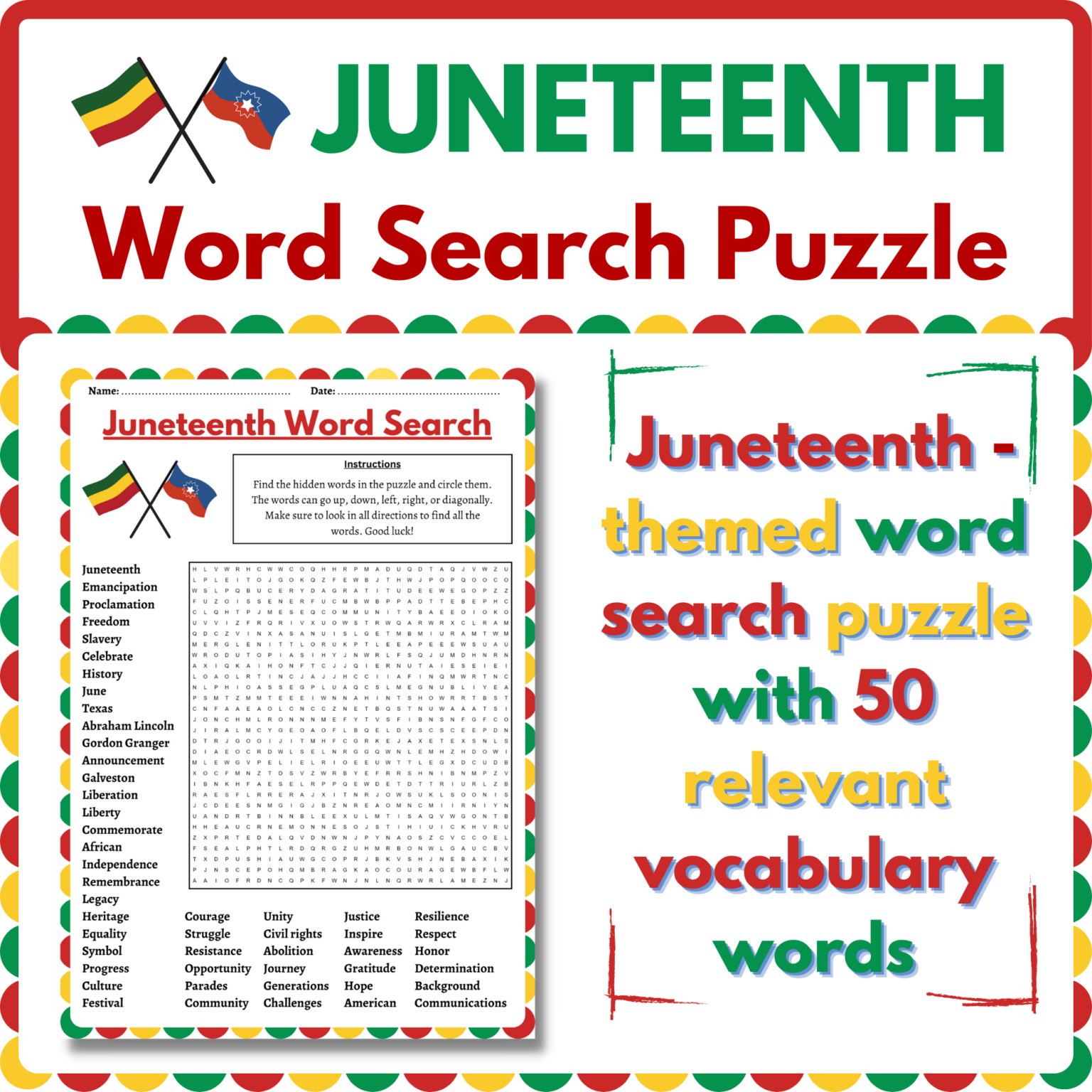 Flag Day Word Search Puzzle Made By Teachers