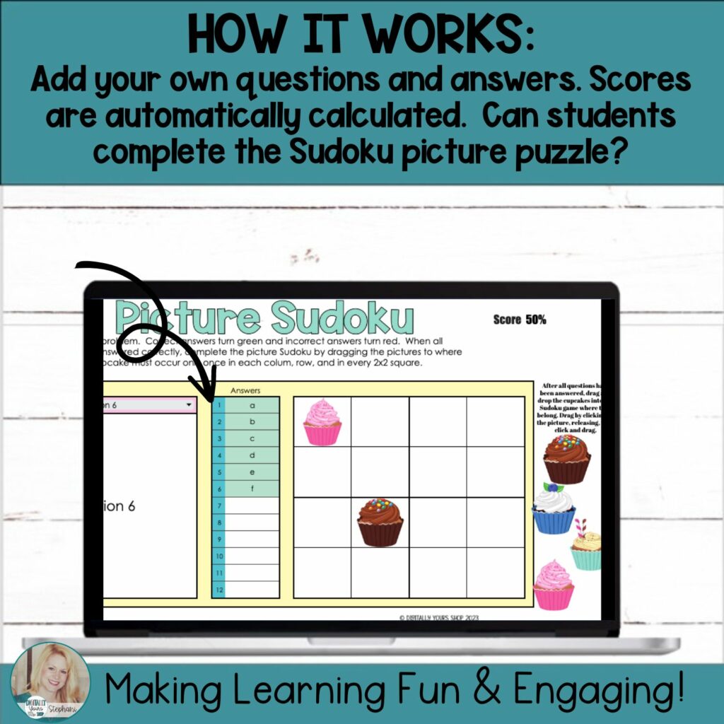 Editable Self-Checking Task Card Template Digital Activity Picture ...