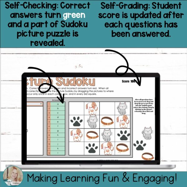 Editable Self-Checking Task Card Template Digital Activity Picture ...