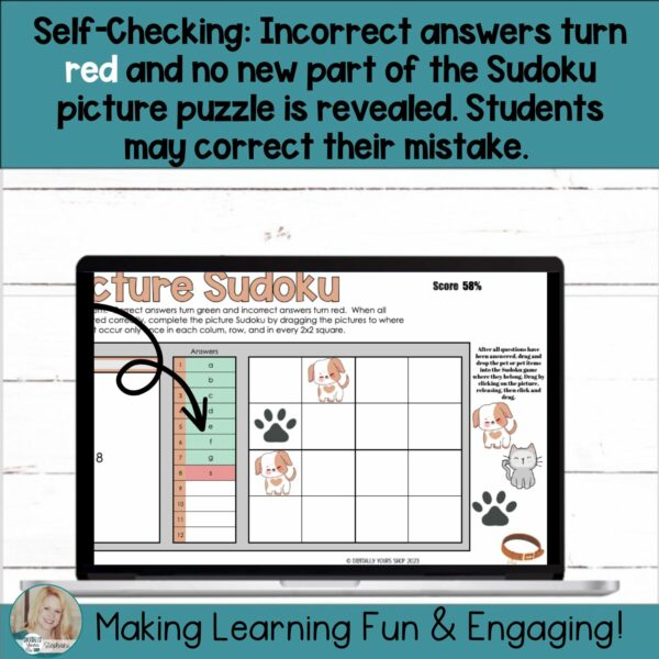 Editable Self-Checking Task Card Template Digital Activity Picture ...