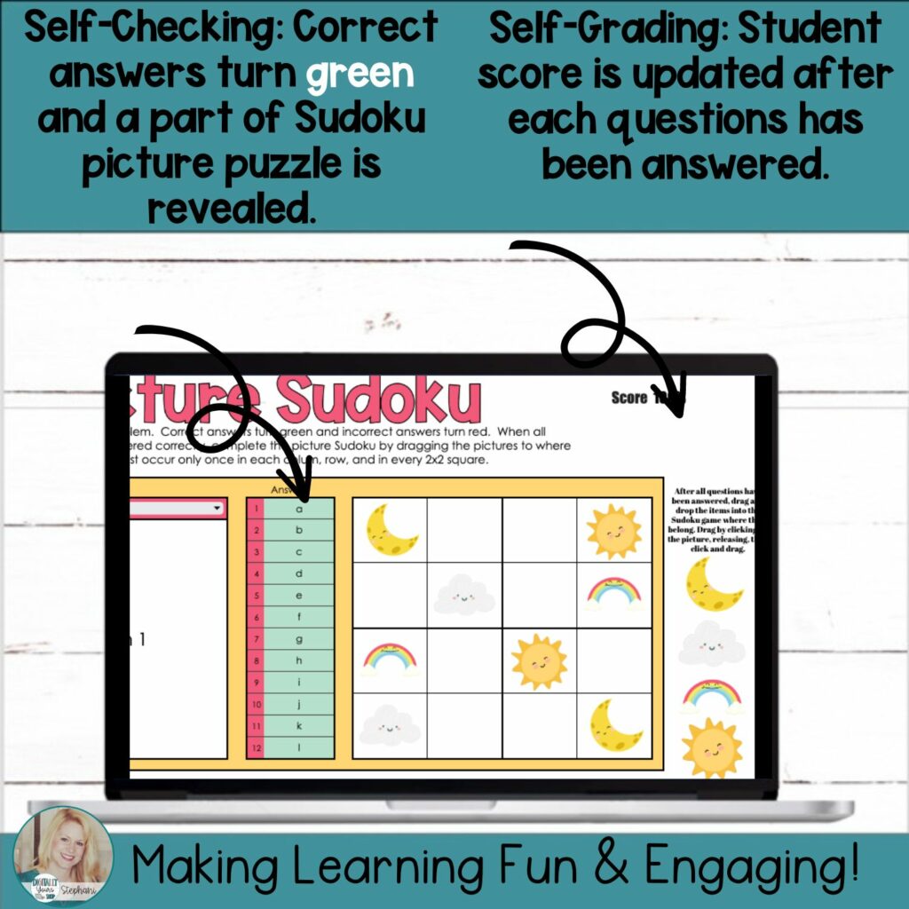 Editable Self-Checking Task Card Template Digital Activity Picture ...