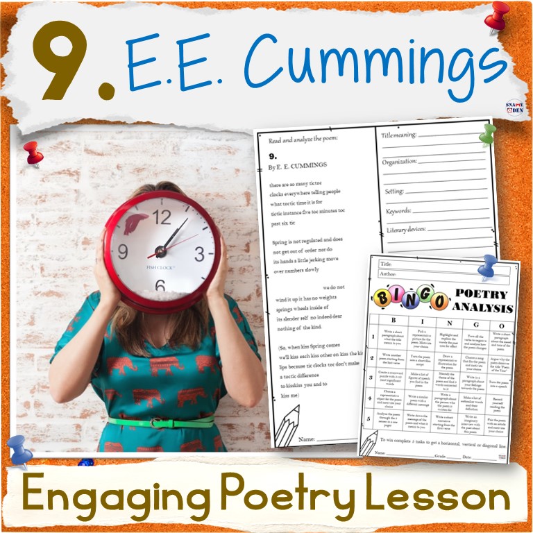 9 by E. E. Cummings - Middle School Poetry Lesson - Print and Digital