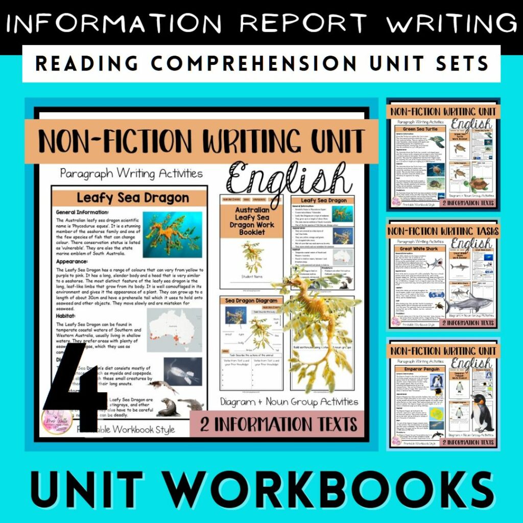 4 Ocean Animal Information Texts, Report Writing & Reading Analysis ...
