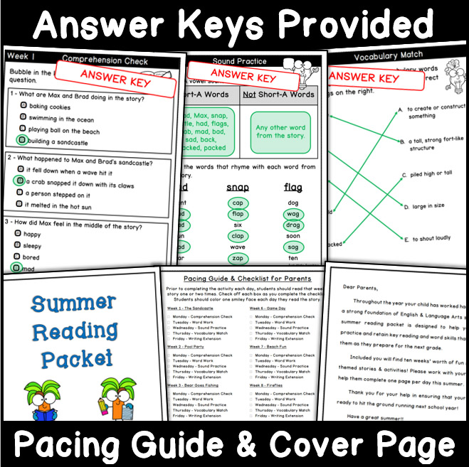 Rising First Grade Packet Rising First Grade Summer Reading Packet (Kindergarten Review) | Made ...