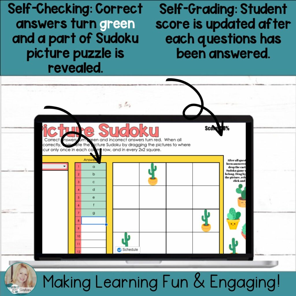Templates - Self-Checking - Self-Grading - Task Card - Picture Sudoku ...