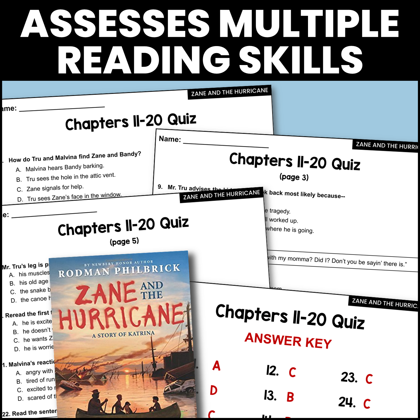 Zane and the Hurricane Quiz for Chapters 11-20 | Made By Teachers