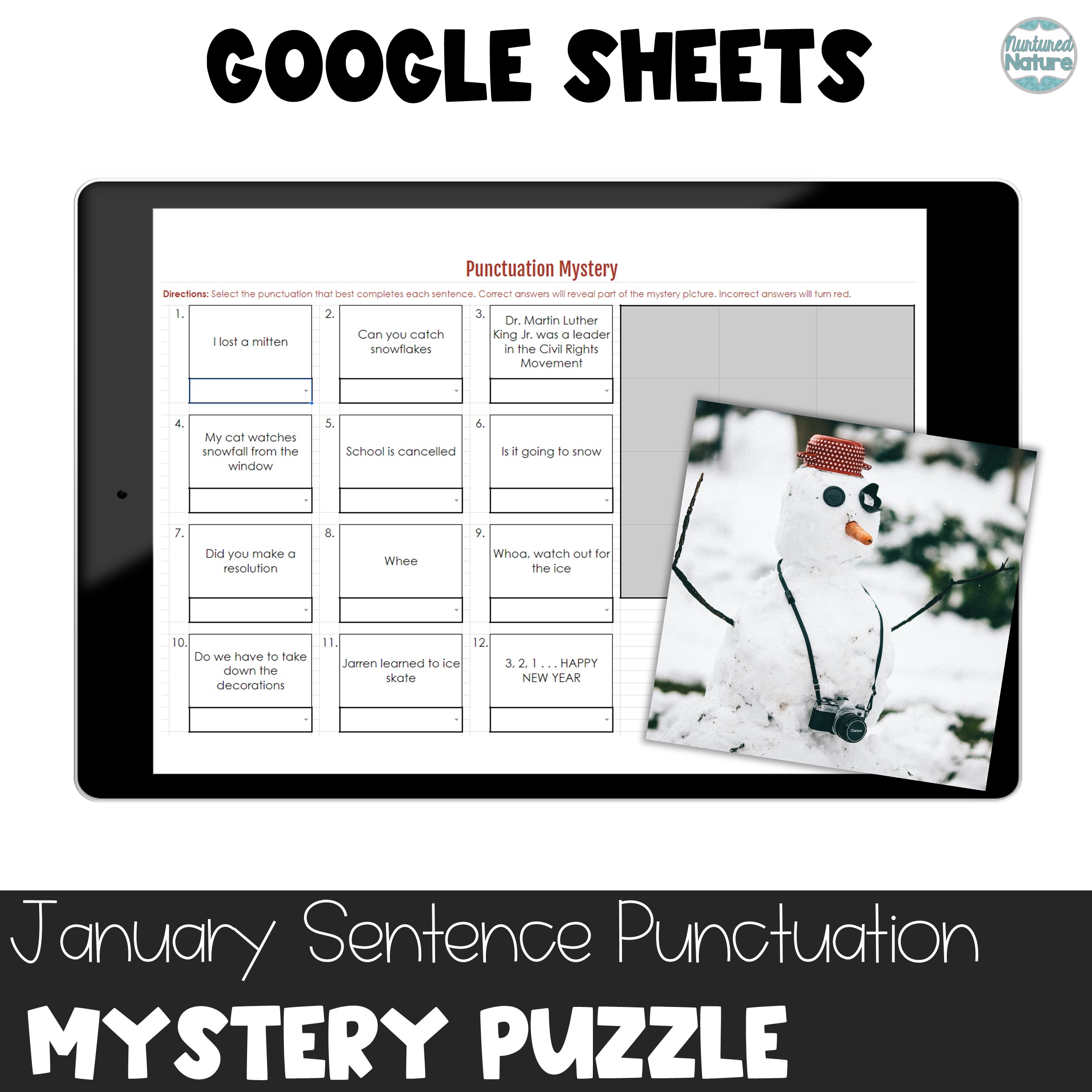 January Sentence Ending Punctuation Digital Pixel Art Mystery Puzzle