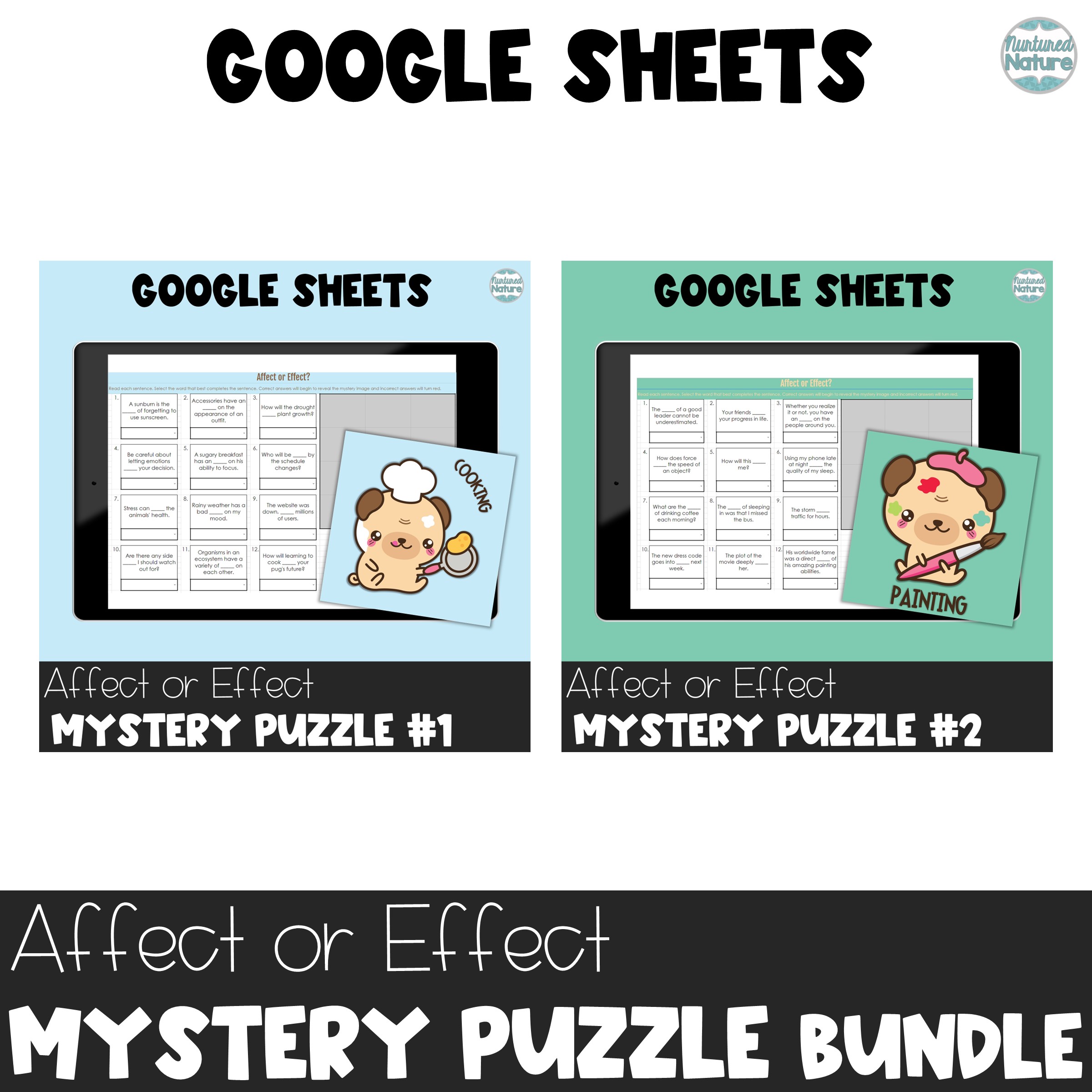 Affect or Effect Pixel Art Mystery Puzzle Bundle - Commonly Confused Homophones