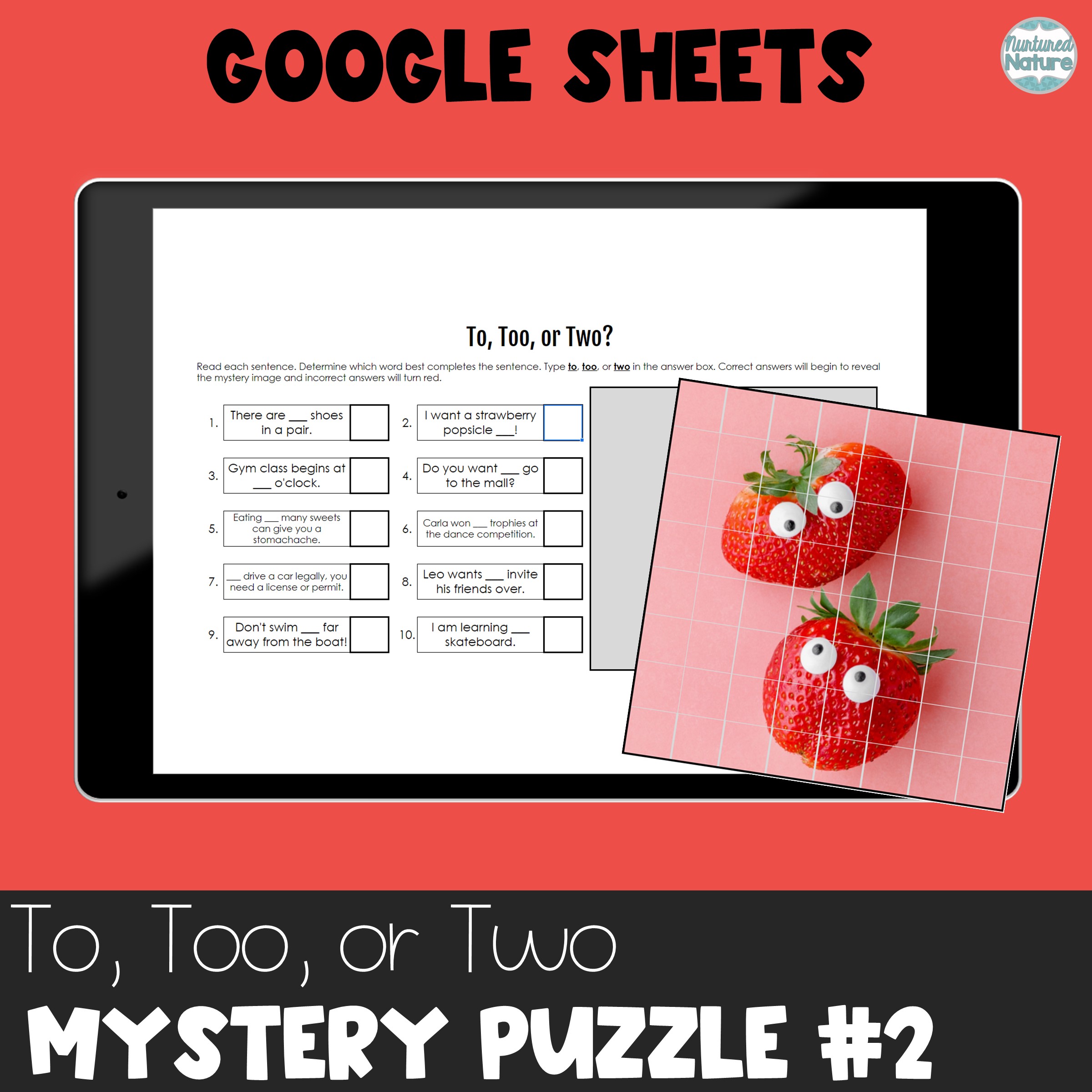 Twos Day Confused Homophones Pixel Art Puzzle 2s Digital Too Too Two 2/22