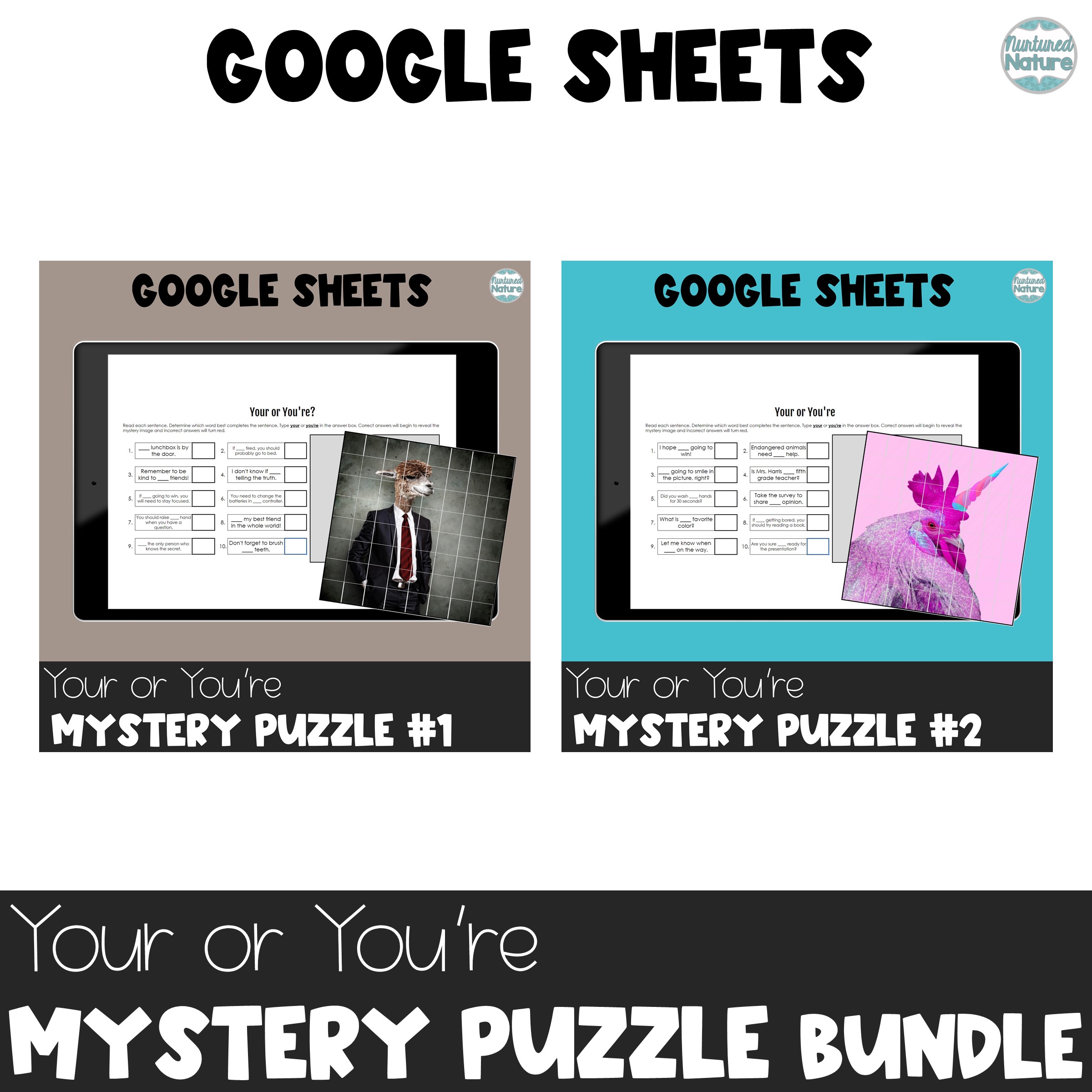 Your You're Digital Pixel Art Puzzle Bundle - Commonly Confused Homophones