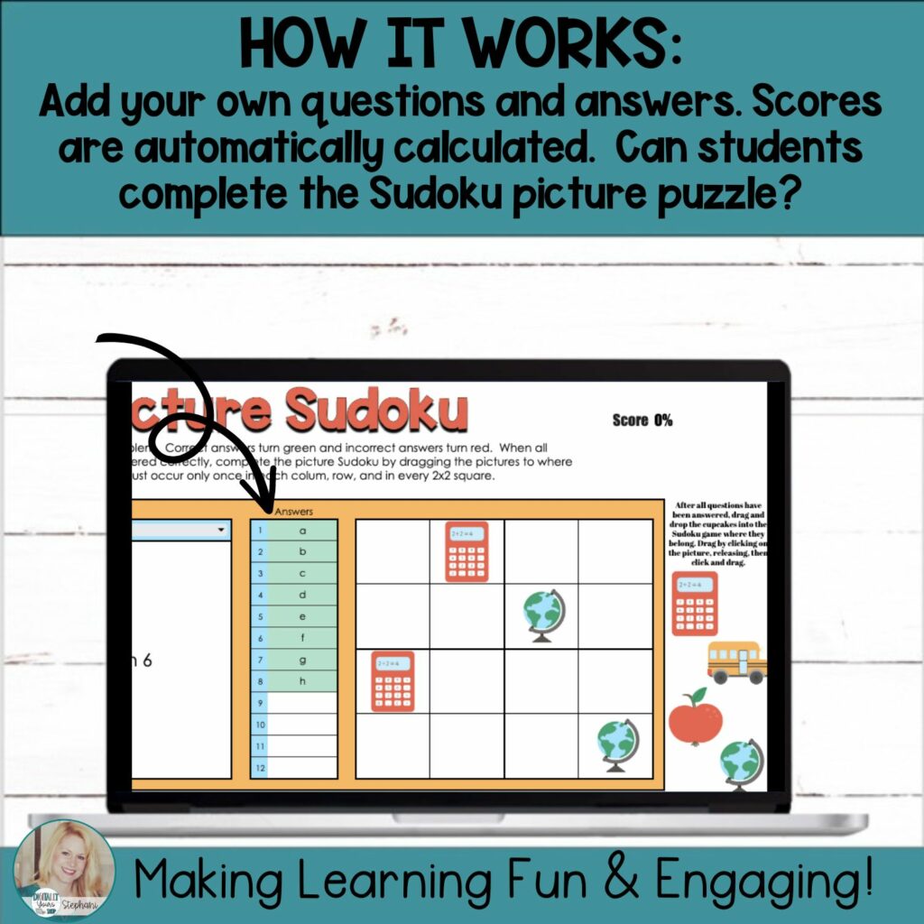 Editable Self-Checking Task Card Template Digital Activity Picture ...