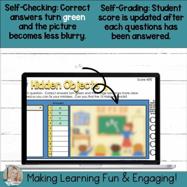 Editable Self-Checking Hidden Pictures Task Card Template Activity Vol ...