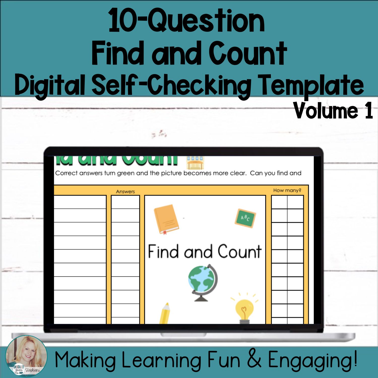 Editable Self-Checking Find and Count Template Digital Activity Volume 1