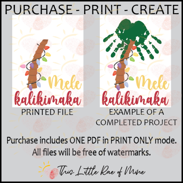 Mele Kalikimaka - palm tree - Tropical Christmas in July - handprint ...