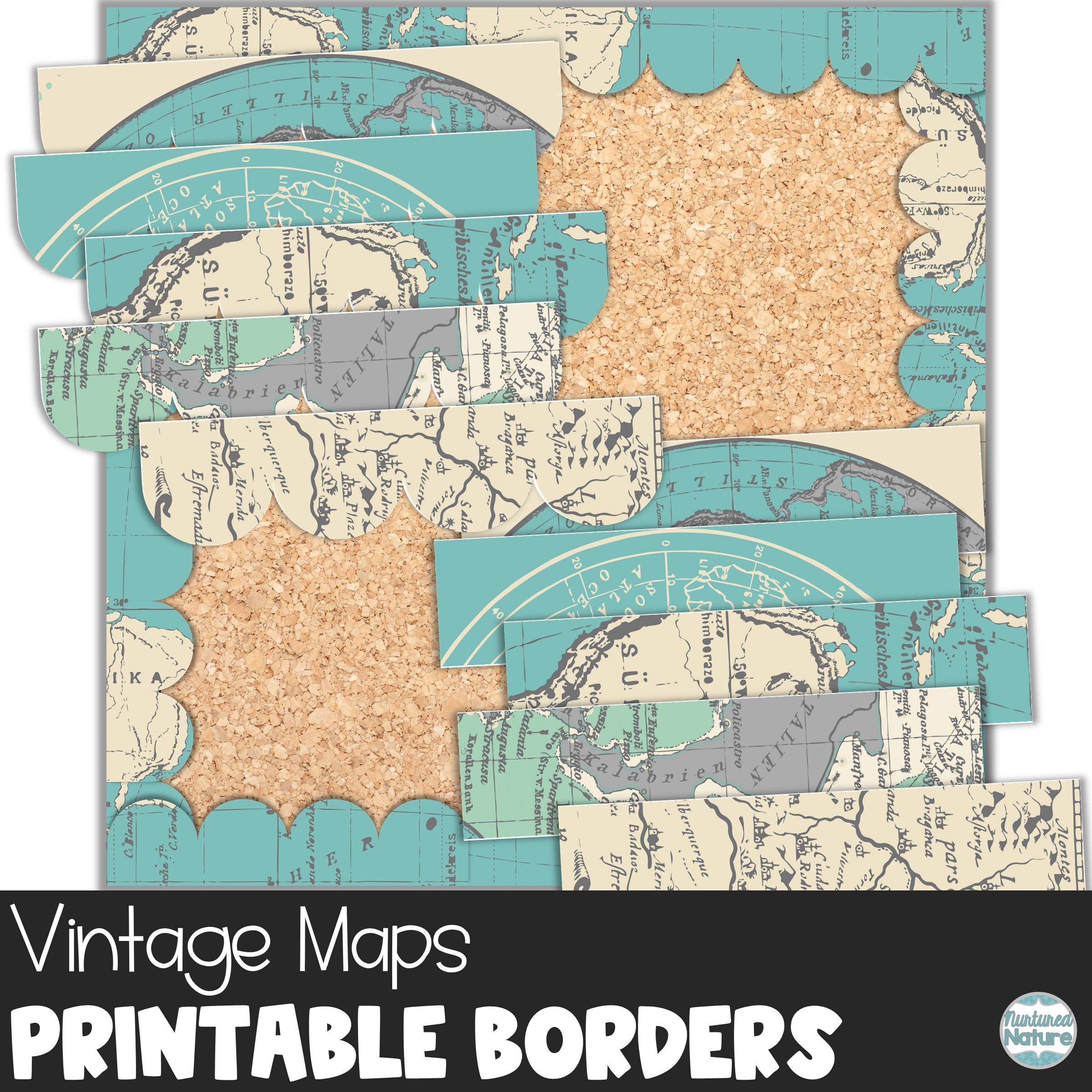 Vintage Maps Bulletin Board Border Printable Farmhouse Classroom Decor Made By Teachers