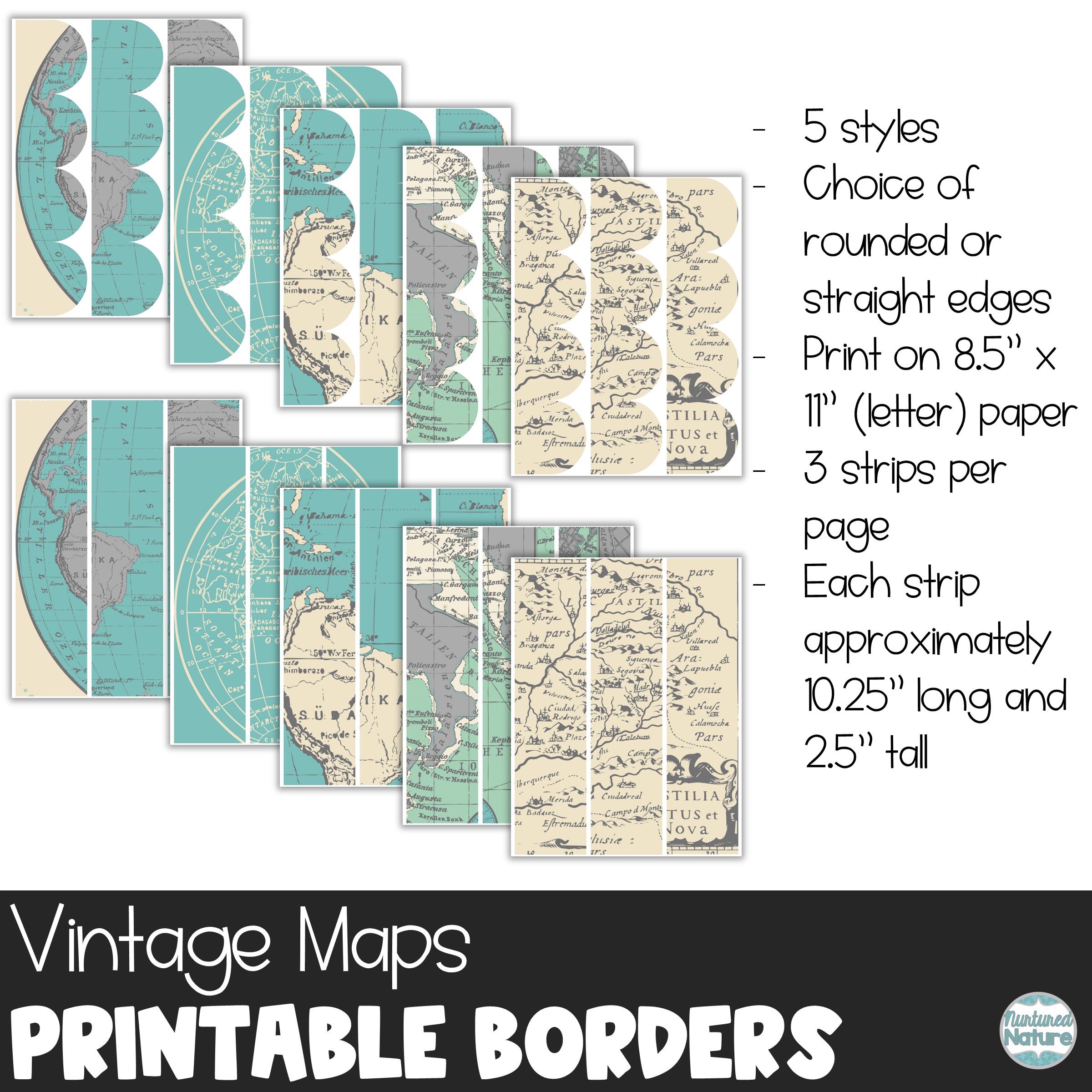 Vintage Maps Bulletin Board Border Printable Farmhouse Classroom Decor Made By Teachers