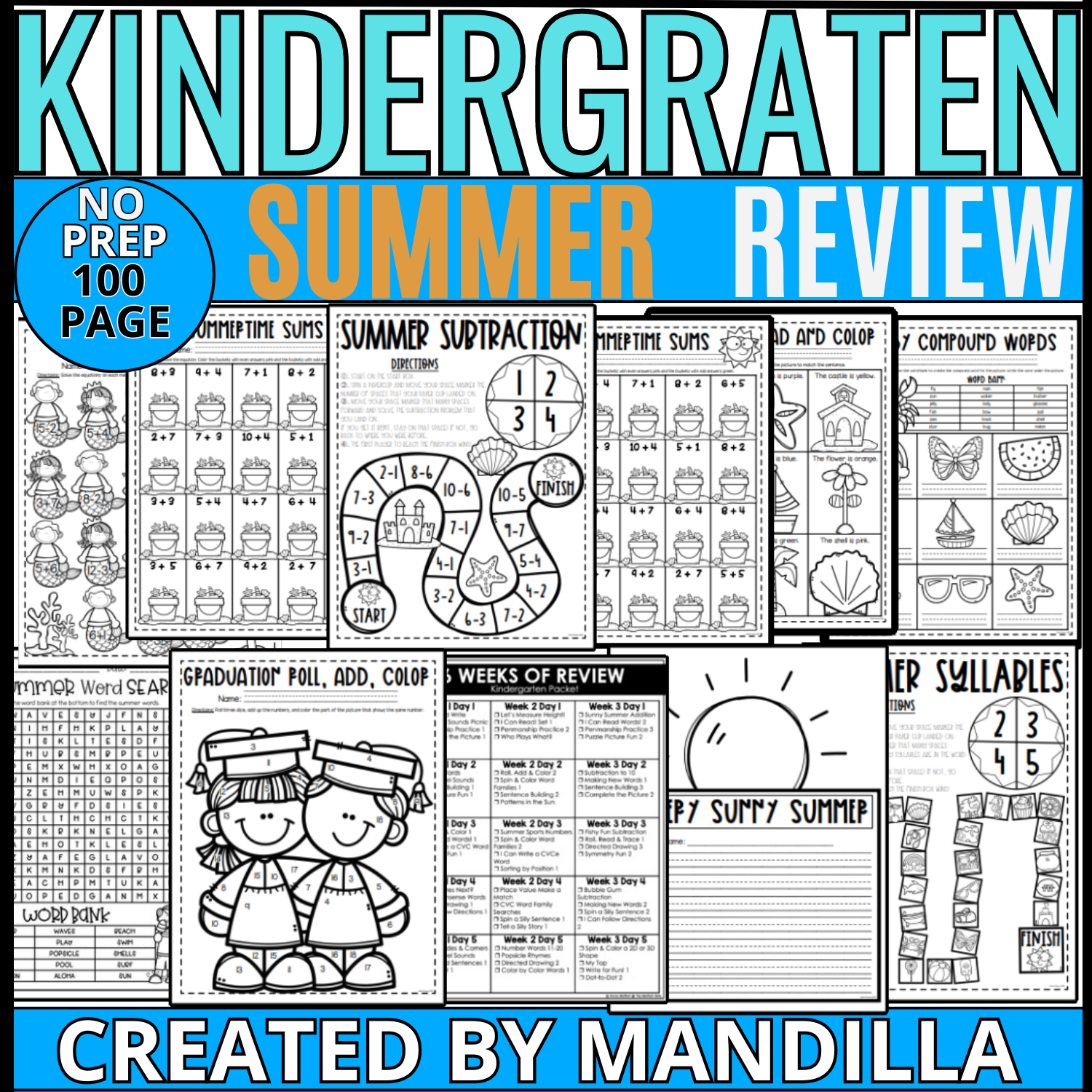 Summer Worksheets NO PREP Review (Kindergarten) Made By Teachers