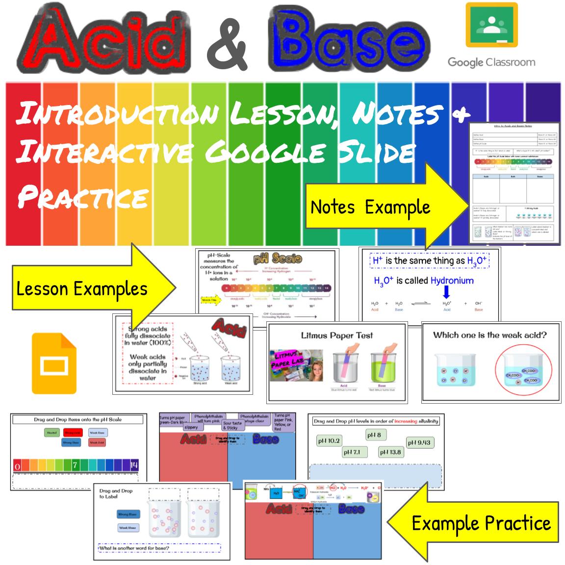 Acids And Bases Intro Google Slide Lesson Notes Google Interactive 