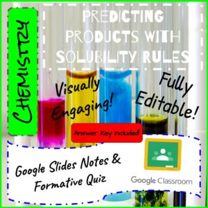 Predicting Products with Solubility Rules Google Slide Notes and Formative Quiz