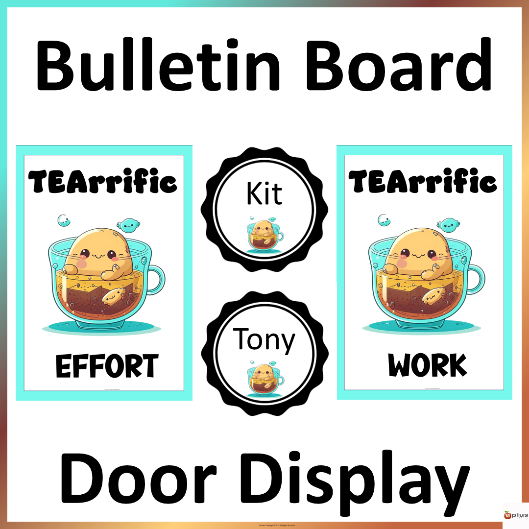Food Pun Tea Bulletin Board Door Display Decoration Editable