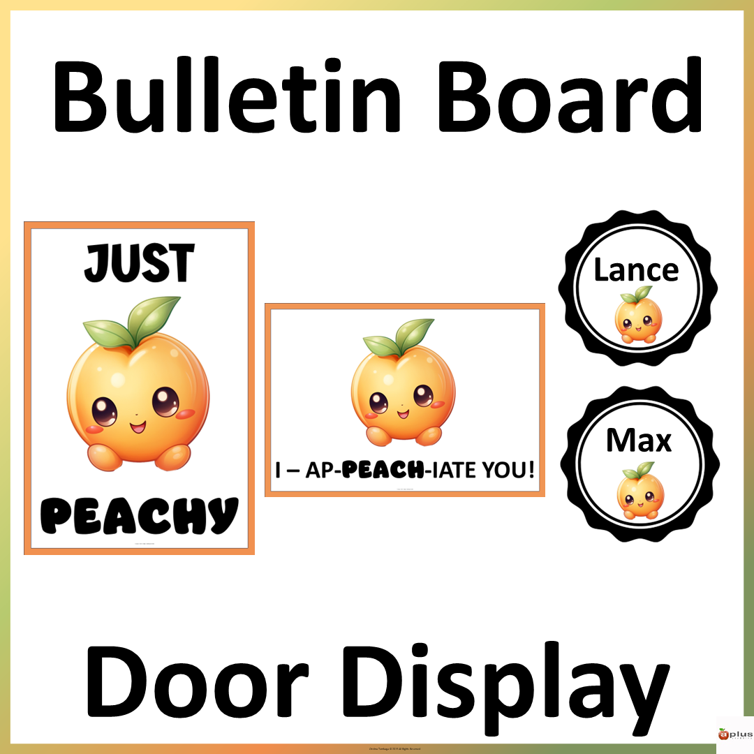 Food Pun Peach Bulletin Board Door Display Decoration Editable