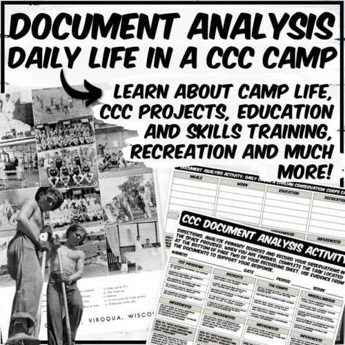 Document Analysis Activity- Daily Life in a CCC Camp - Made By Teachers