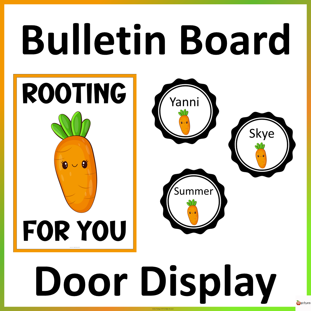 Food Pun Carrot Bulletin Board Door Display Decoration Editable