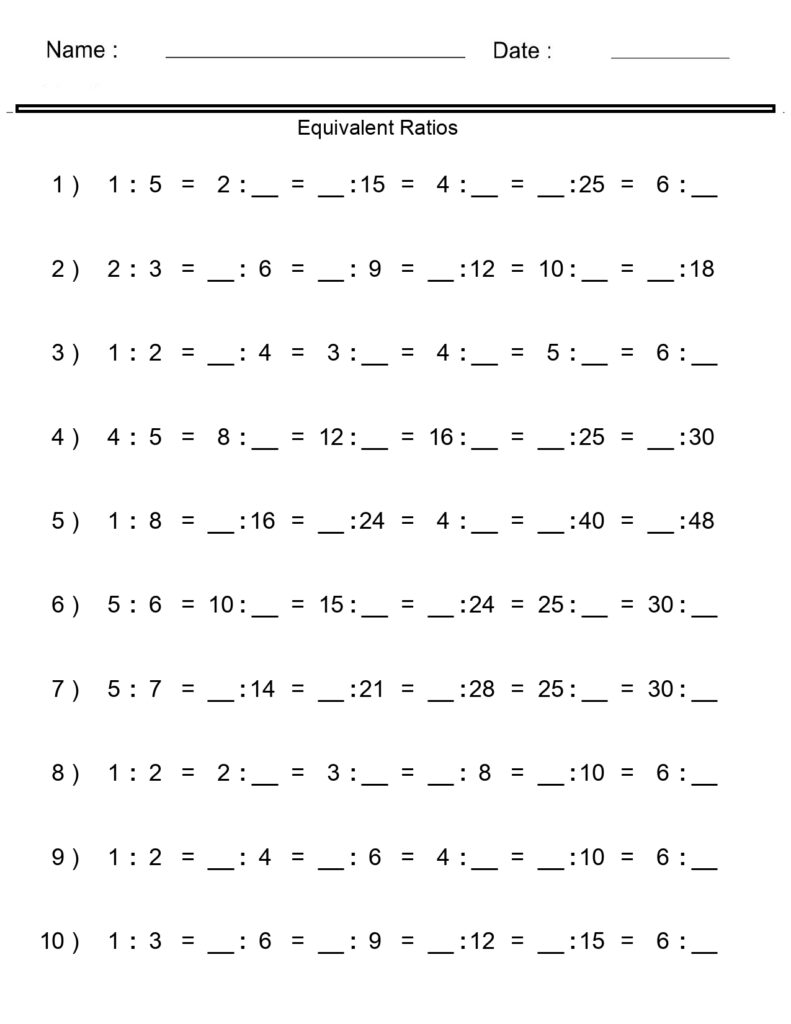 Ratio Worksheets - Rows of Equivalent Ratio Worksheets | Made By Teachers