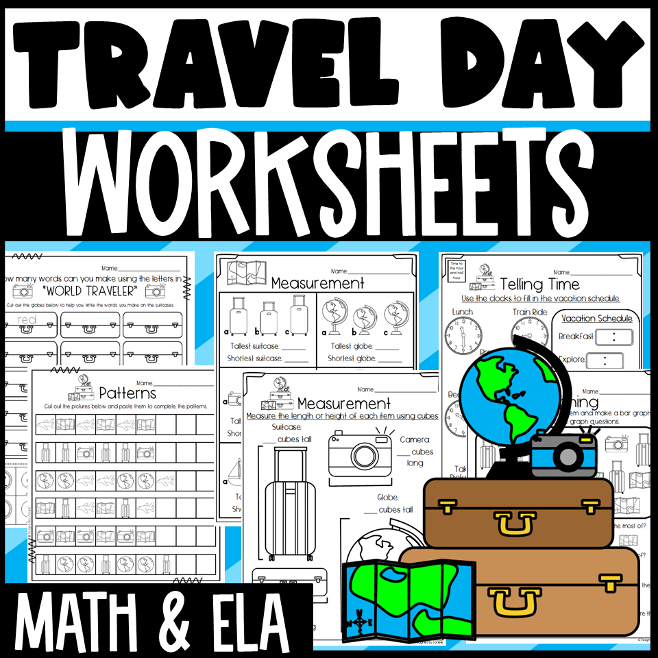 Travel Day Themed Activities and Worksheets End of Year Review Made