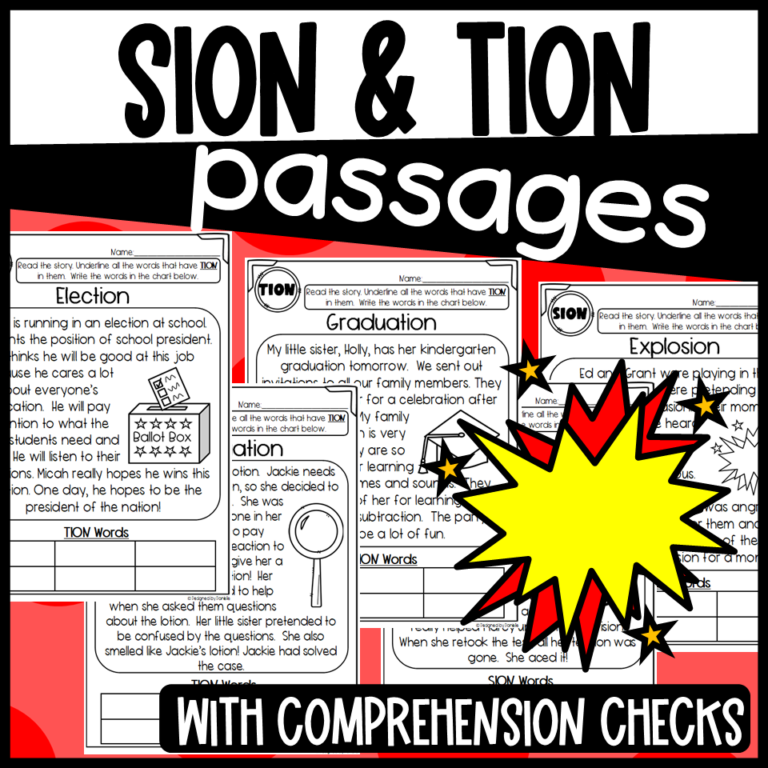 SION and TION Passages | Made By Teachers