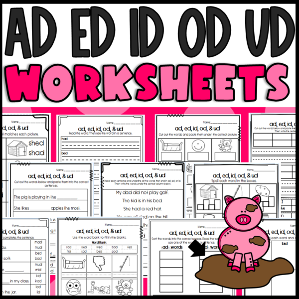 AD ED ID OD and UD Word Family Worksheets Made By Teachers