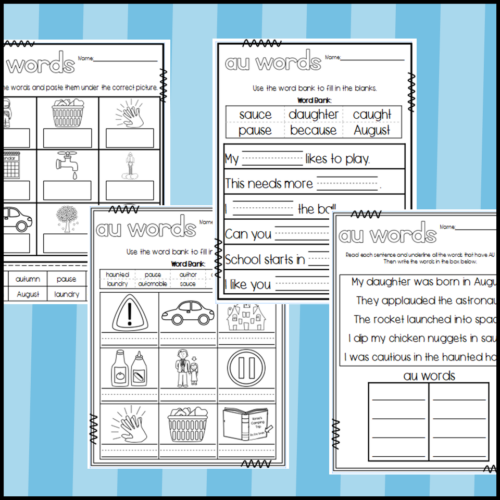 AU Words Worksheets | Made By Teachers