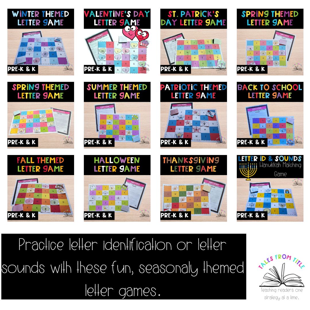 Letter Identification & Sounds Intervention or Center Games Year Long Bundle