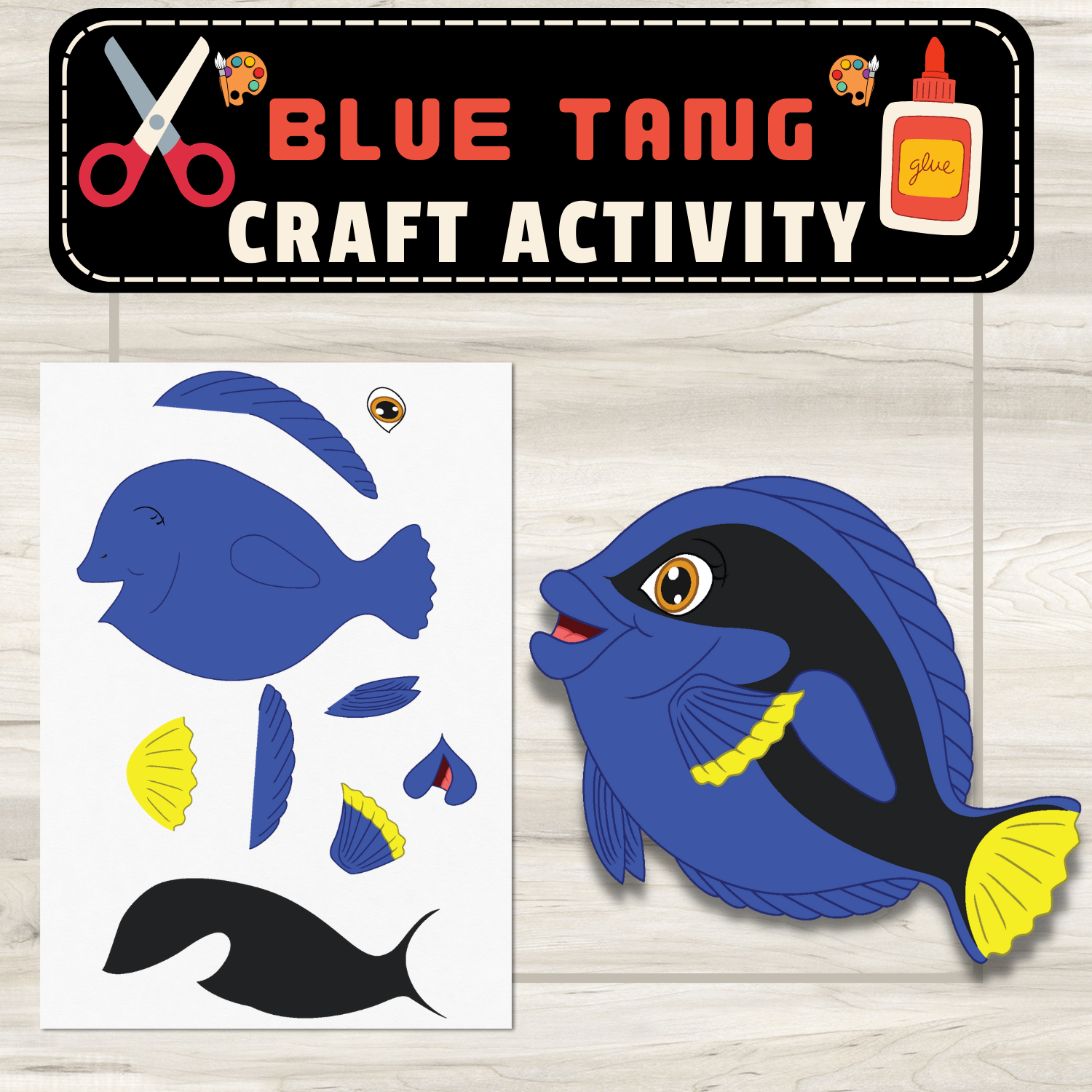Blue Tang Fish Craft Cut & Paste Activity Dive into Colorful Ocean Adventures Made By Teachers